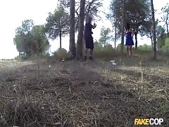 Dark-haired mom Montse takes a dick in the forest!