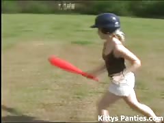Petite 18yo teen Kitty playing soft ball